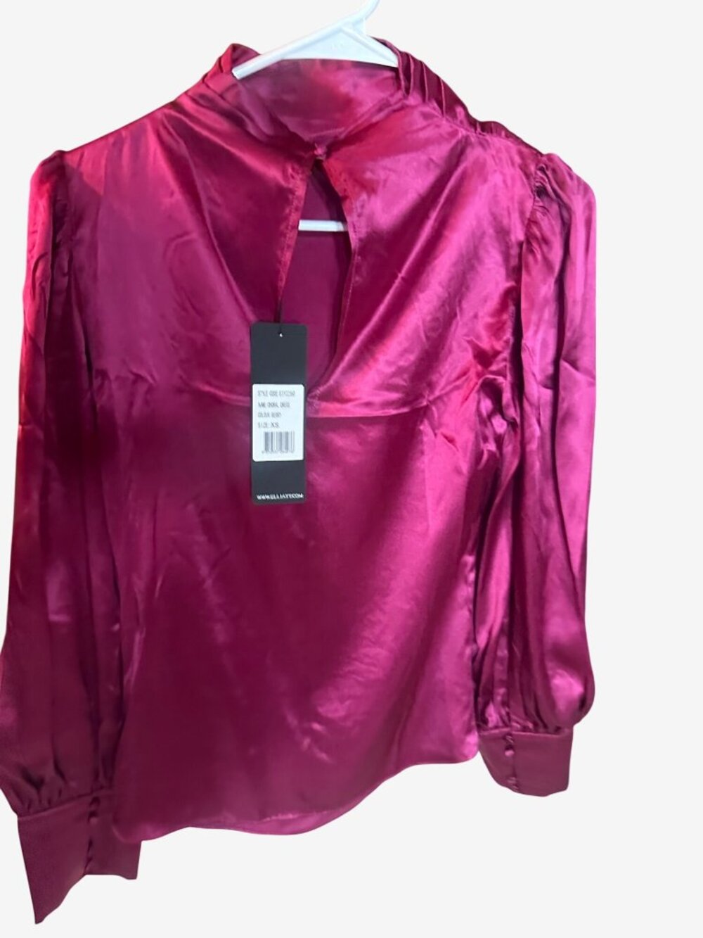 Elliat Berry Satin Long Sleeve Blouse XS New With Tags $169 retail - Picture 5 of 7